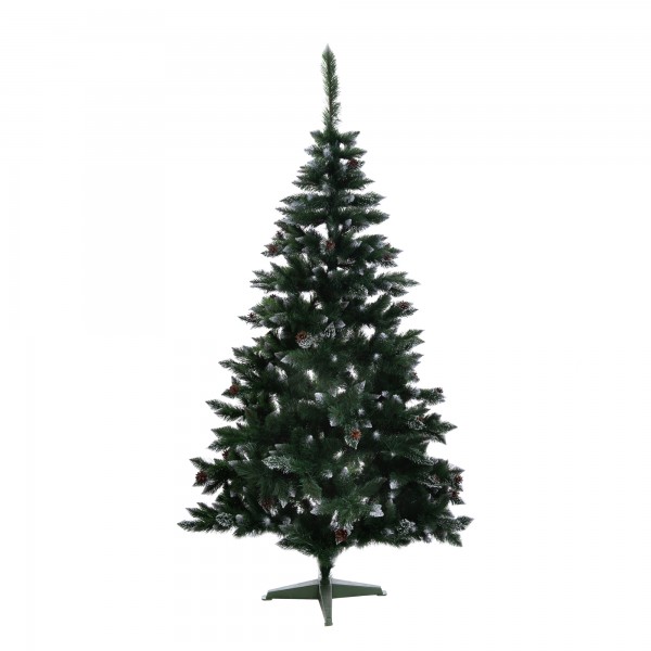 Weihnachtsbaum Bergamo - künstliche Kiefer grün gefrostet mit Brokat und Zapfen