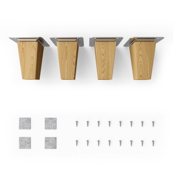 Holz-Möbelfüße Eckig | Eiche | HMF3 | Gerade Ausführung