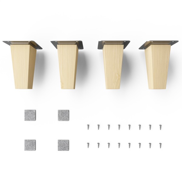 Holz-Möbelfüße Eckig | Buche | HMF3 | Gerade Ausführung